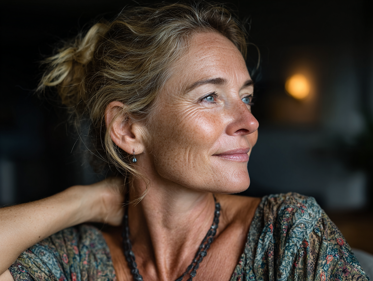 Жінка похилого віку виконує йогу на природі